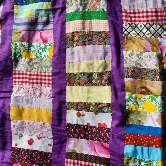 Handmade Patchwork Quilt Home Ec Project With Purple Borders No Batting - Picture 7 of 16